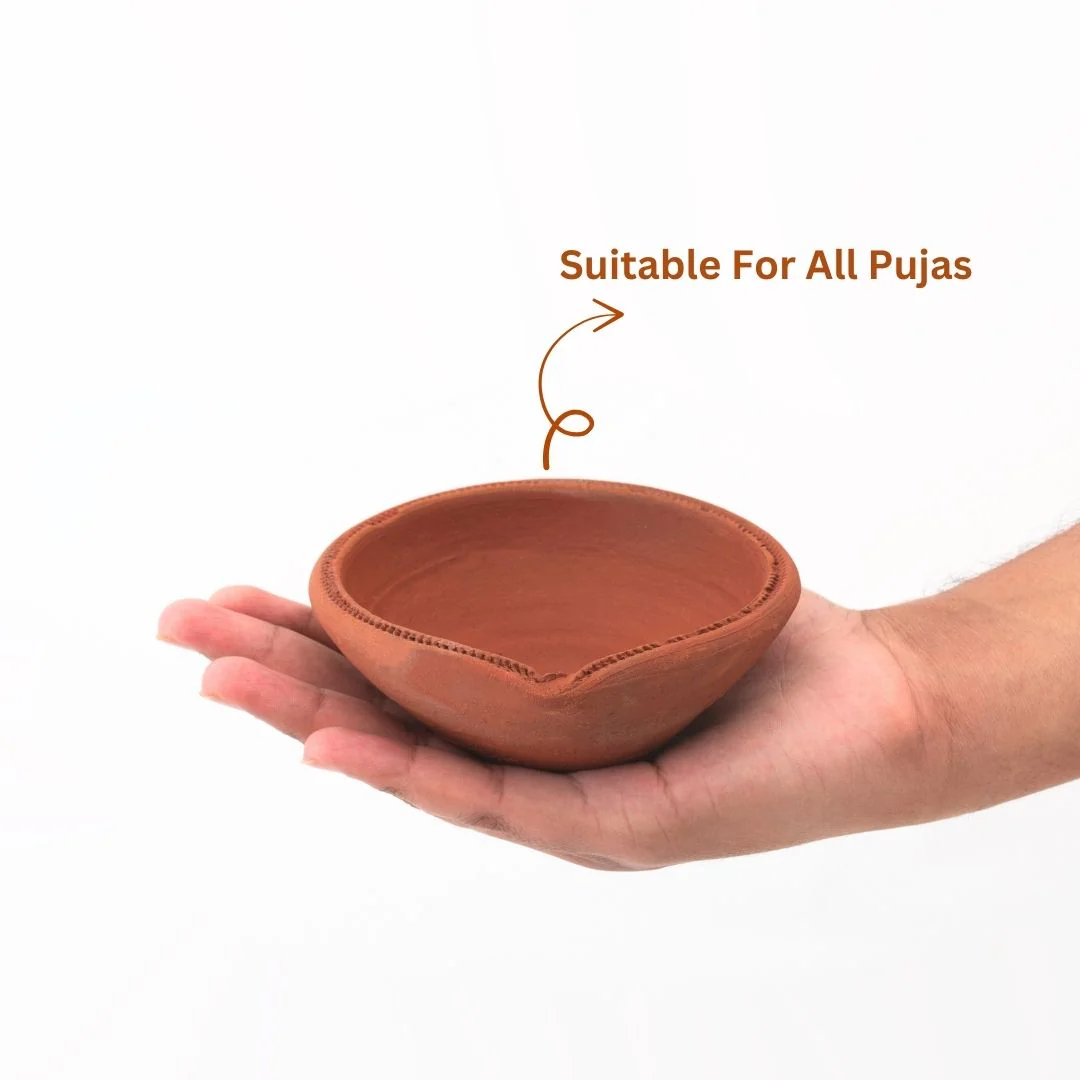 Handcrafted Akhand Diya β Clay/Mitti ka Diya for Pooja & Diwali (1 Pc & 2 Pcs) - Image 3