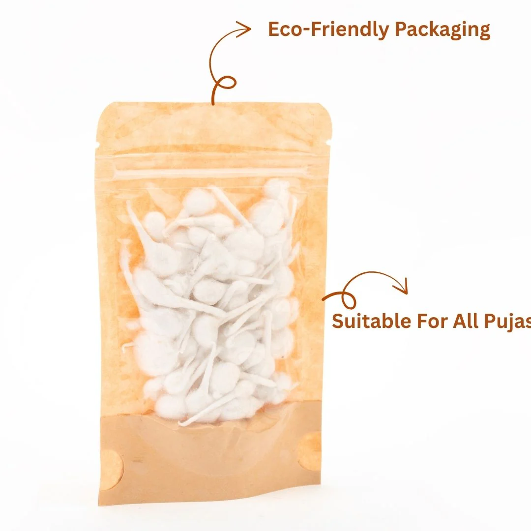 Batti | Pure Cotton Wicks for Diya & Pooja – Pack of 50 Pcs, 100 Pcs & 250 Pcs - Image 2