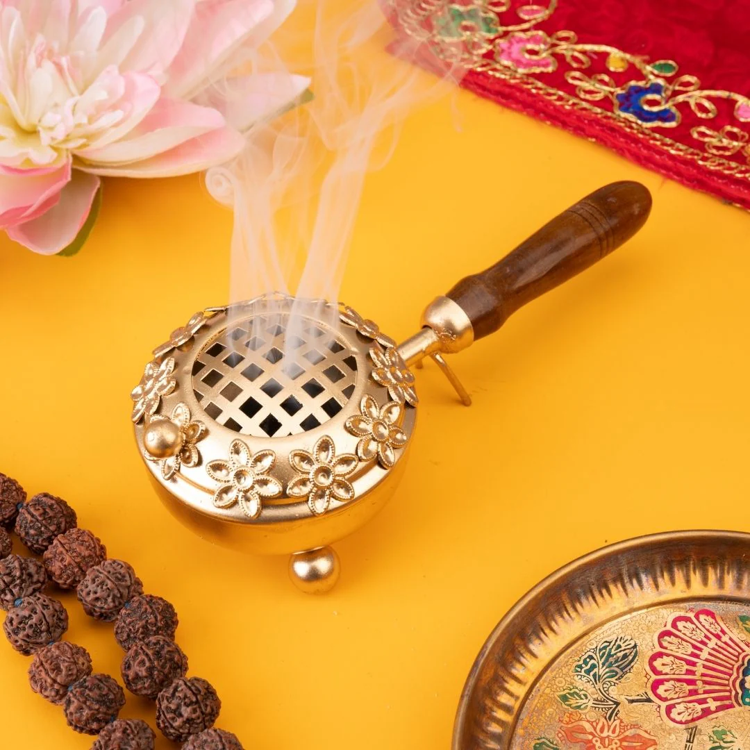 Dhuni – Traditional Brass Loban Lamp for Pooja & Positivity (1 Pc)
