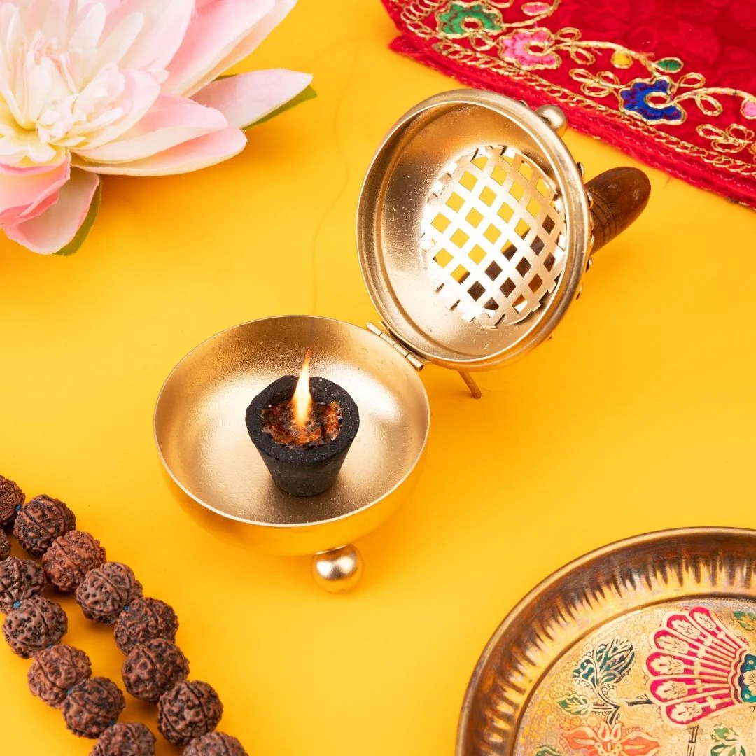 Dhuni – Traditional Brass Loban Lamp for Pooja & Positivity (1 Pc) - Image 2