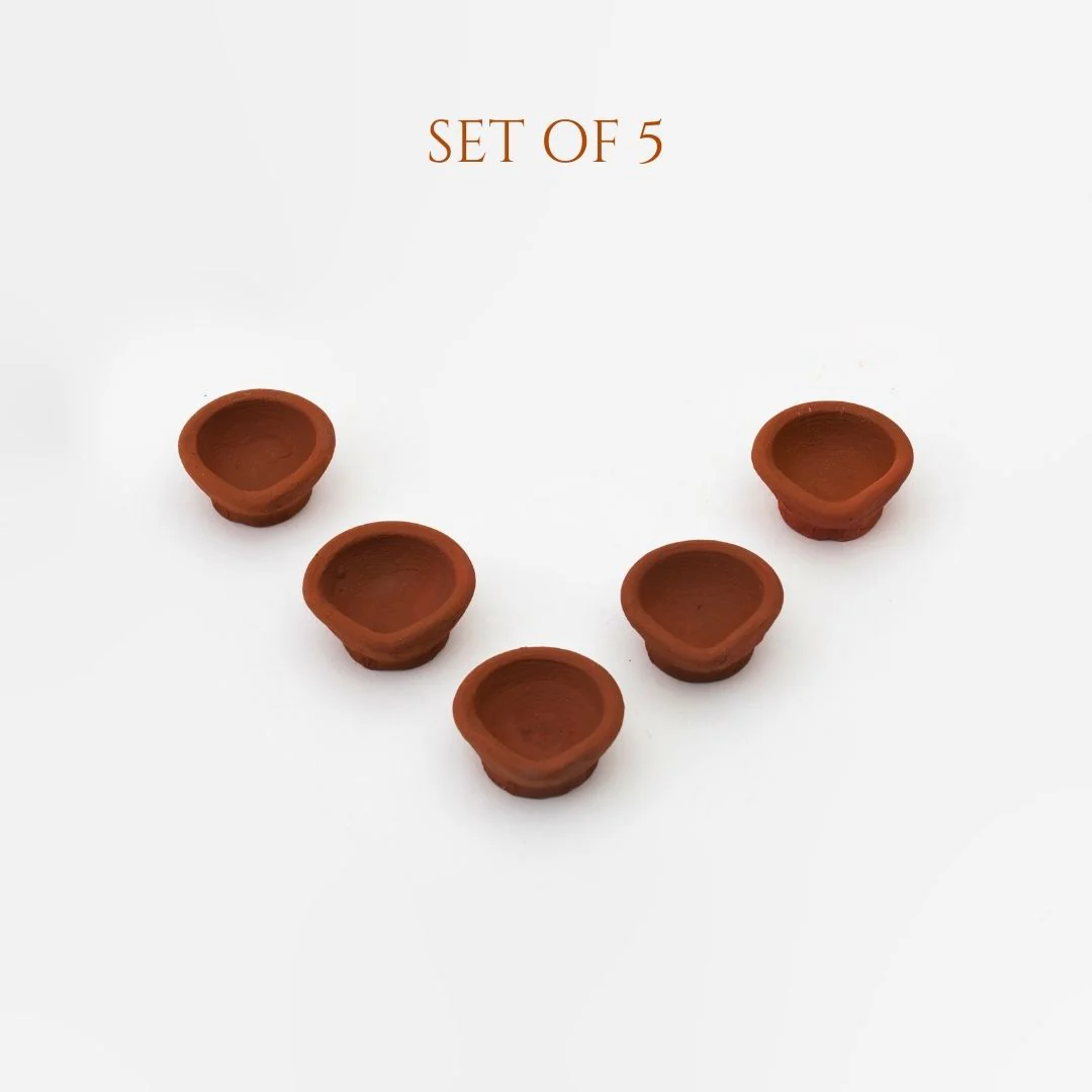 Decorative Clay Diyas - Handcrafted for Diwali (Set of 5 & 10) - Image 5