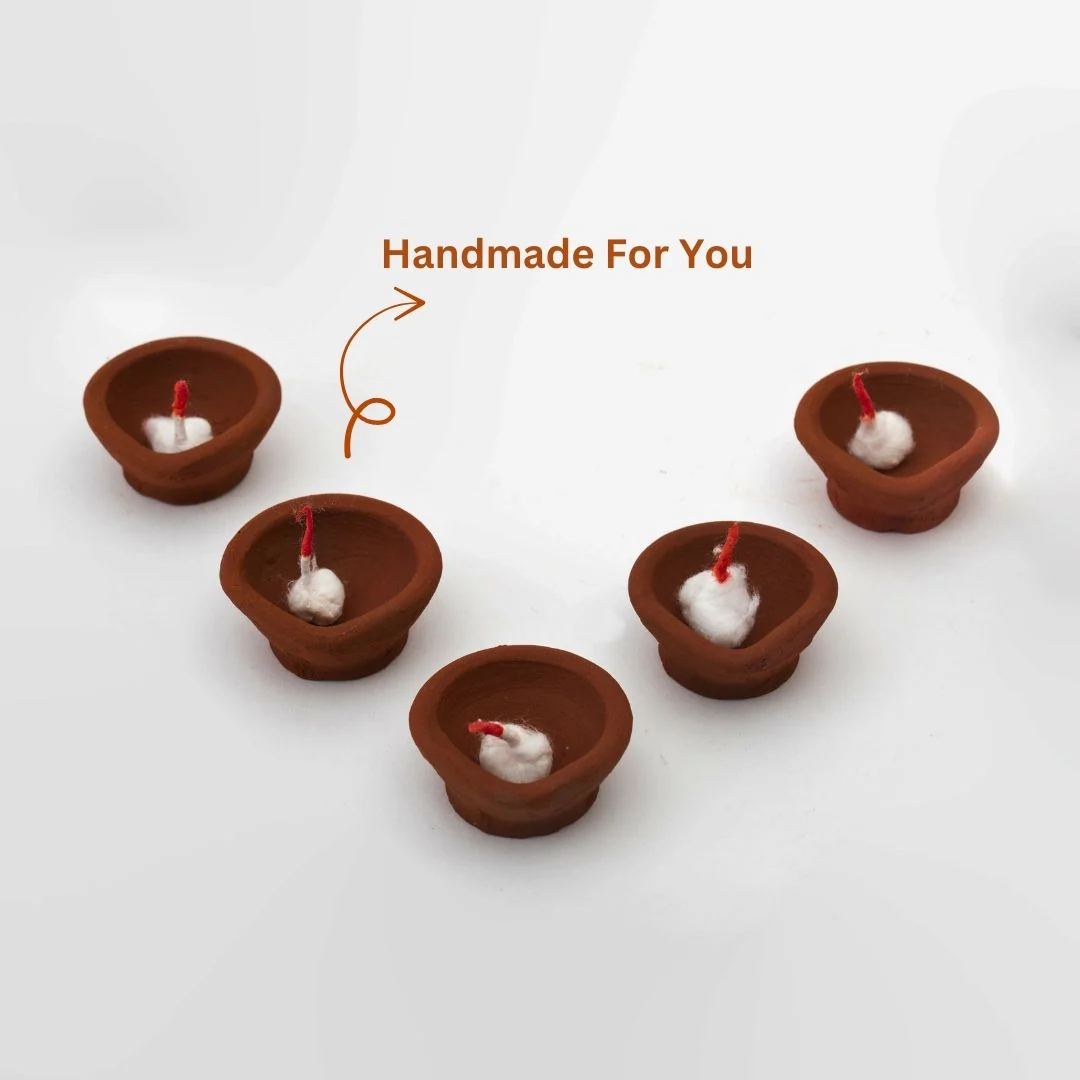 Decorative Clay Diyas - Handcrafted for Diwali (Set of 5 & 10) - Image 6