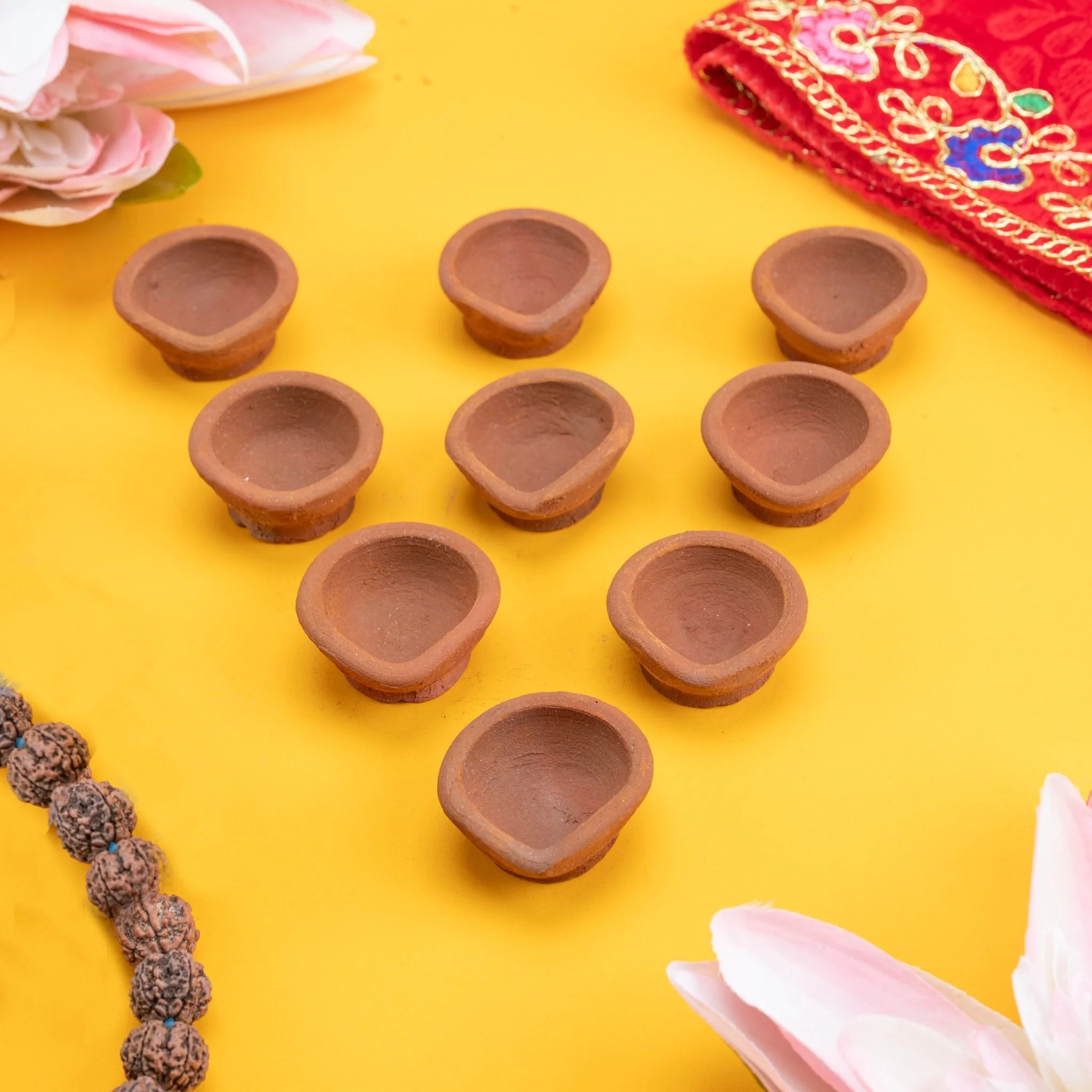 Decorative Clay Diyas - Handcrafted for Diwali (Set of 5 & 10) - Image 7