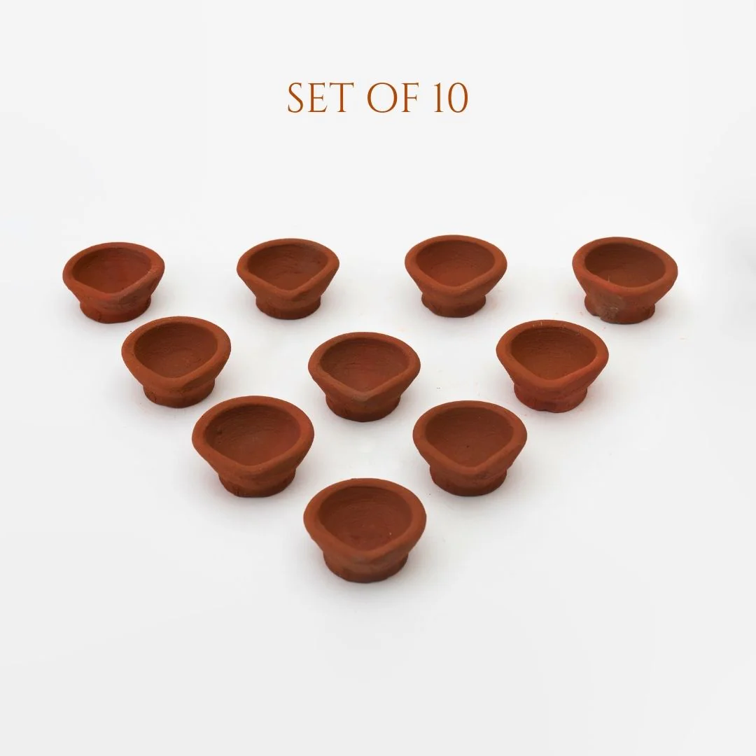Decorative Clay Diyas - Handcrafted for Diwali (Set of 5 & 10) - Image 8