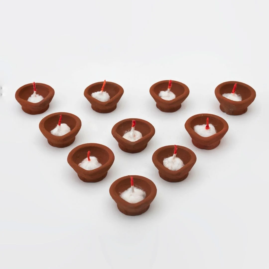 Decorative Clay Diyas - Handcrafted for Diwali (Set of 5 & 10) - Image 9