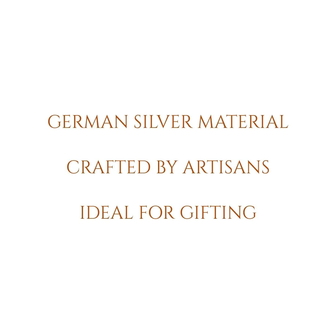 German Silver Puja Thali Set With Green Meenakari Work - Image 9