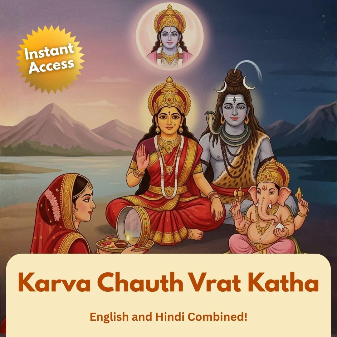 Karwa Chauth Vrat Katha E-Book – Complete Puja Vidhi, Story & Moon Rituals for Marital Bliss