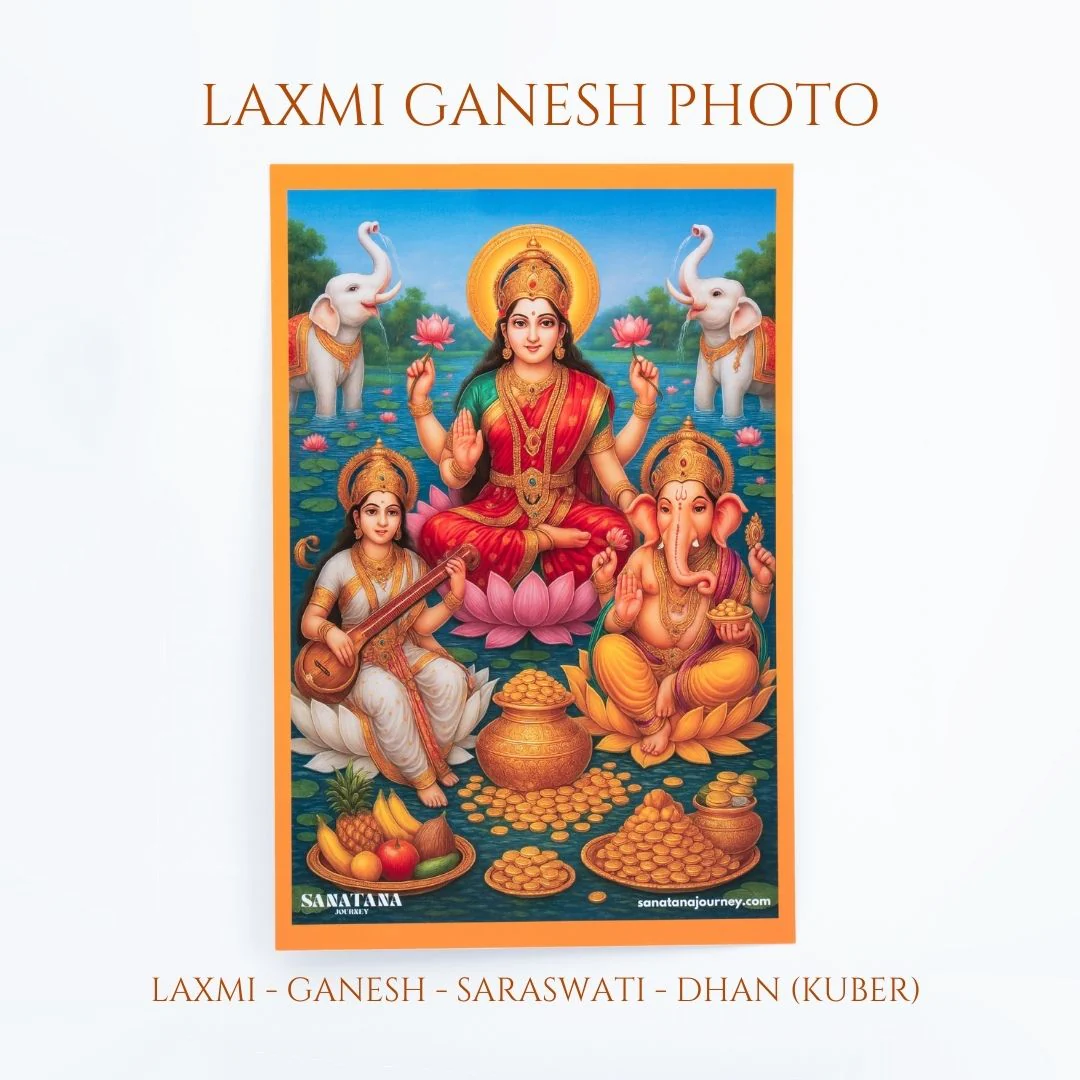 Lakshmi Ganesh Photo, Poster for Diwali Pooja/Puja Gift (12x8 Inch) - Image 2